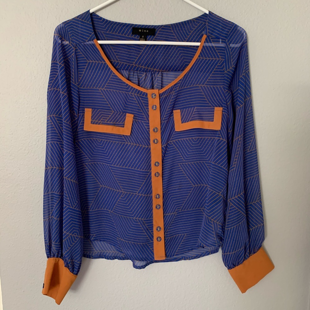 Anthropologie Mine Women’s Blue Orange Blouse NWOT
